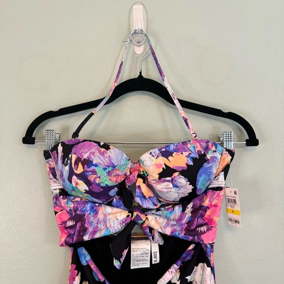 Bar III Women’s Multicolor Tie-Front High Leg One-Piece Swimsuit Size Medium - Picture 9 of 11